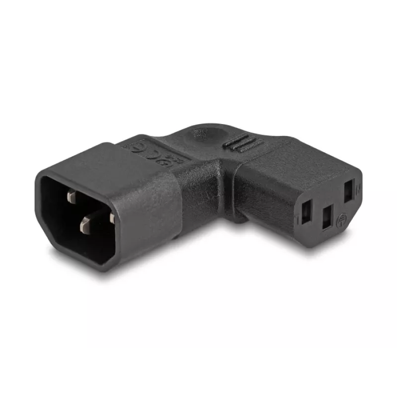 Adaptador de alimentação DeLOCK IEC 60320 C14 para tomada C13 10 A 90° esquerda/direita preto