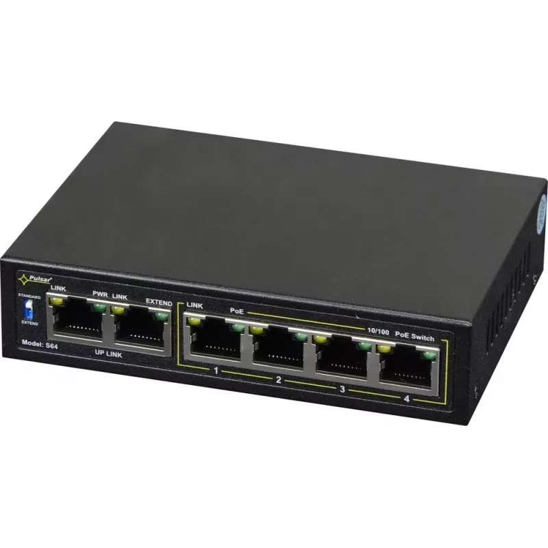 Switch de rede PULSAR Switch POE Pulsar S64 4 portas 2 Uplink