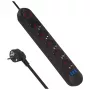 Extensão elétrica MACLEAN MCE395 B — 5 tomadas, 3×USB, 110–240V AC, 2,1A USB, 2500W, cabo de 1,5 m, preto