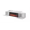 Móvel de TV Cama Meble ROVA com lareira elétrica 190x37x48 cm branco/branco brilhante