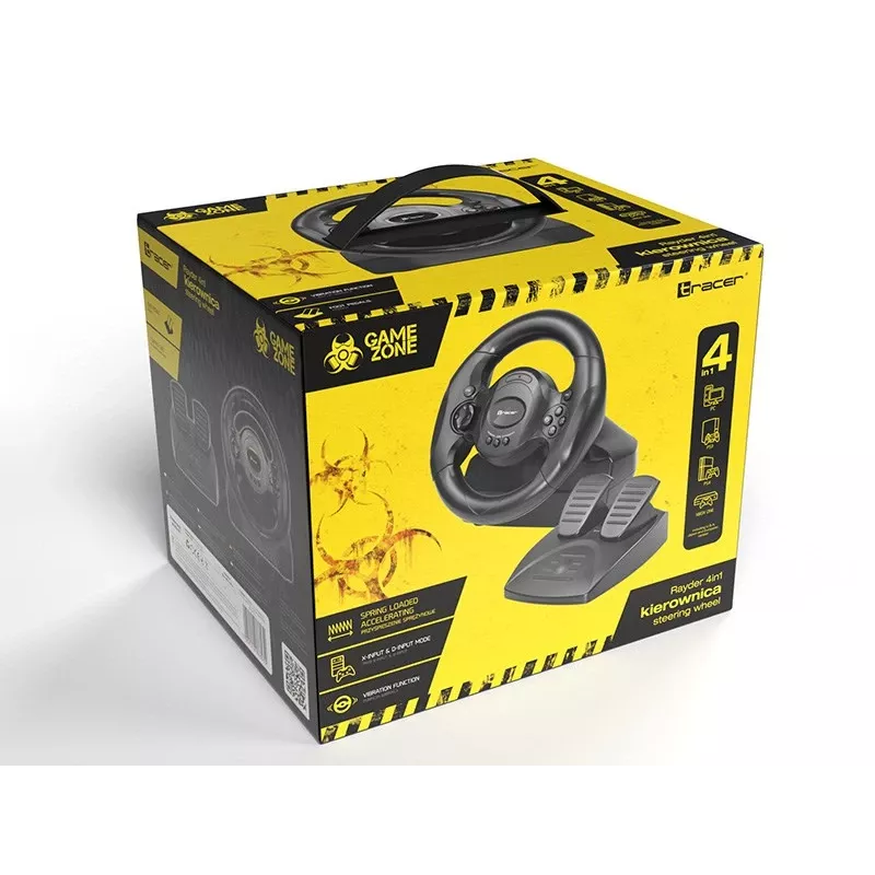 Tracer Rayder 4 em 1 preto volante PC, PlayStation 4, PlayStation 3, Xbox One