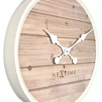 Relógio de parede NeXtime 3134wi Plank, Ø50 cm, branco