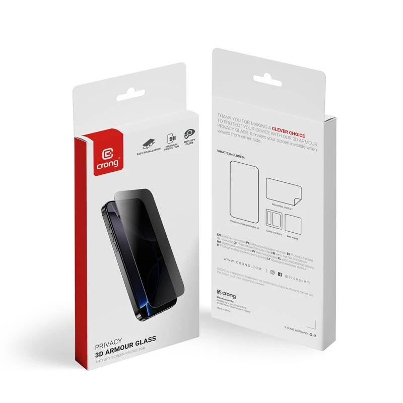 Vidro temperado com privacidade Crong para iPhone 16 Pro Max — antirreflexo, resistente a riscos