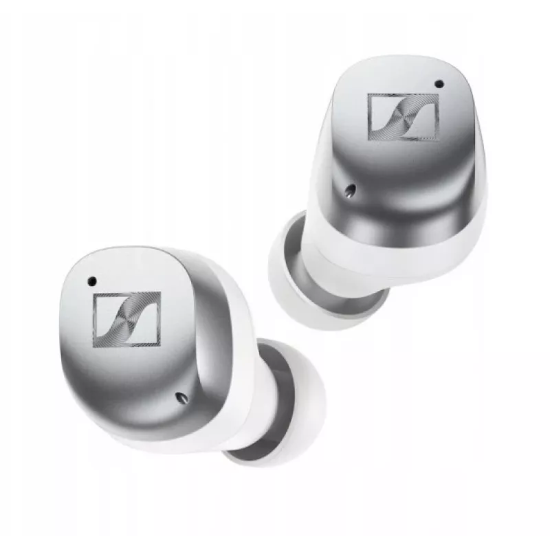 Auscultadores desportivos SENNHEISER Momentum MTW4 Bluetooth sem fios com cancelamento de ruído - branco e prateado