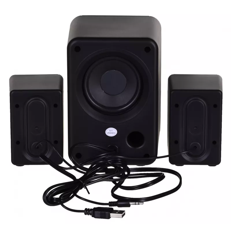 Altifalantes DEFENDER V11 11 W com fios 2.1 altifalantes satélite de secretária, USB 5 V, preto