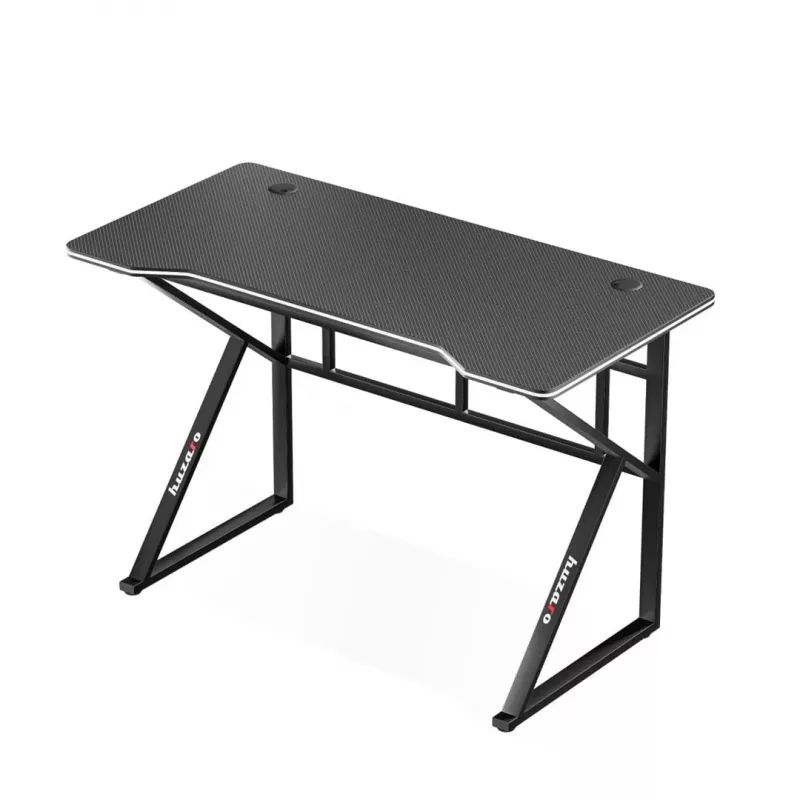 Secretária gaming huzaro Hero 1.6 preta — mesa reta em MDF/carbono 1200×600×750 mm, estrutura metálica