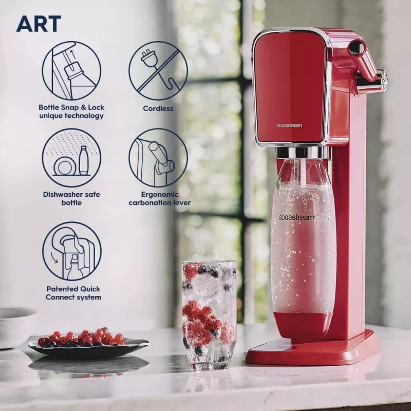 Máquina de soda SodaStream Art Mandarin Red garrafa de carbonatação 1L