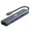 Adaptador HUB USB C 6in1 - HDMI, USBx3, PD, RJ-45