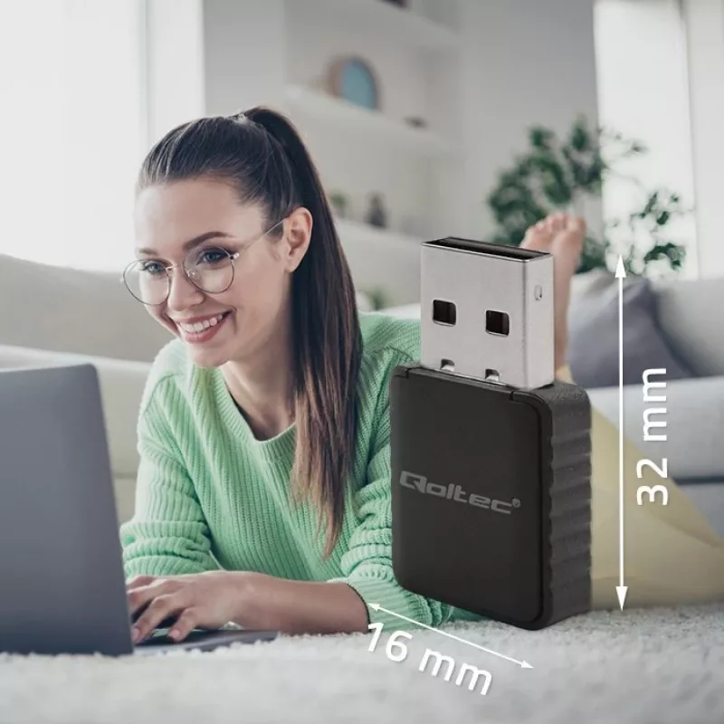 Adaptador USB sem fios QOLTEC 56988 Dual Band 1300Mbps USB 3.0