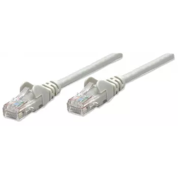 Cabo de rede patch Intellinet, Cat6, 1 m, cinzento, CCA, U/UTP, PVC, RJ45, contactos banhados a ouro, snagless, com proteção anti-dobra, garantia vitalícia