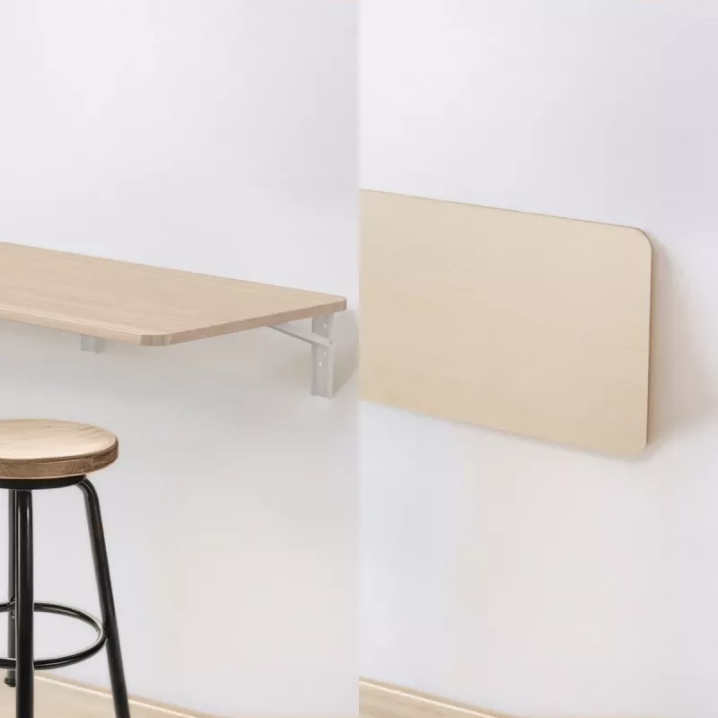 Maclean MC-128WD prateleira dobrável de parede, 100×40 cm, acabamento em madeira