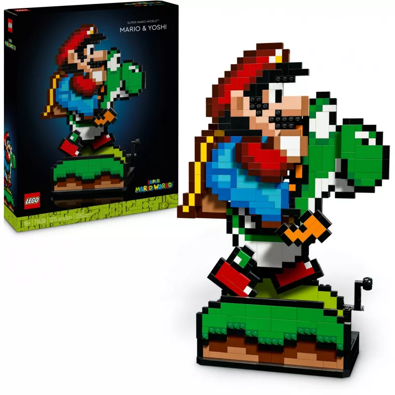 Brinquedo de construção LEGO Super Mario World Mario & Yoshi Conjunto 71438 — figuras interativas e elementos de jogo para construir