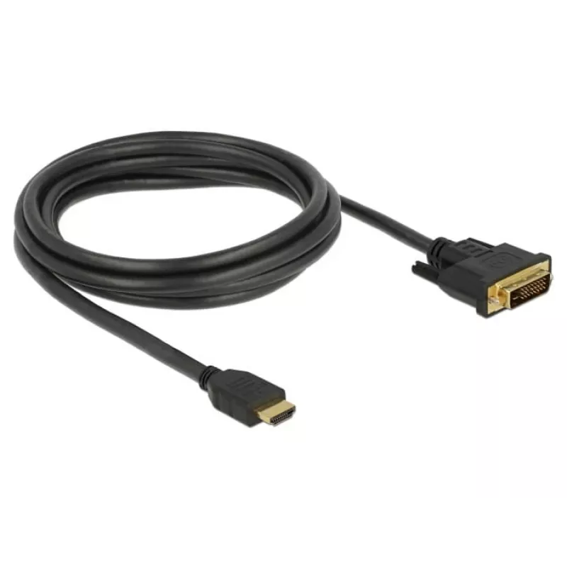 DeLOCK - cabo de vídeo - HDMI / DVI - DVI-D (M) a HDMI (M) - 2,0 m - tripla blindagem - preto - parafusos serrilhados (85654)