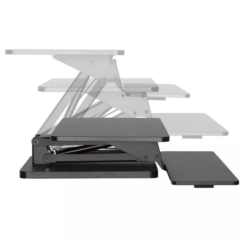 Suporte de secretária Maclean para teclado, monitor ou portátil, mola a gás, altura ajustável, Preto, MC-882