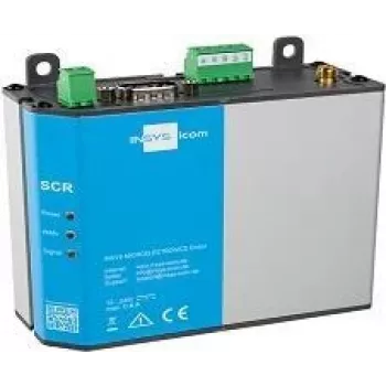 Router 4G INSYS icom SCR-L300 — montagem em calha DIN/parede, antena SMA, BGP/OSPF/RIP, LAN 10/100 Mbit/s