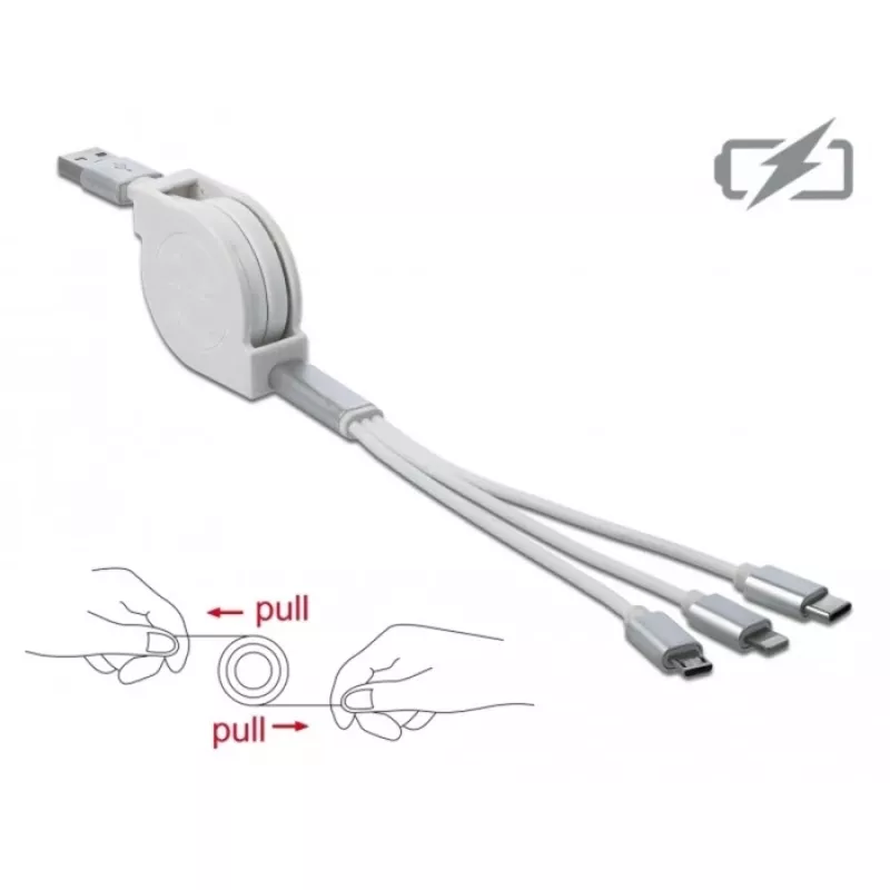 Cabo USB DeLOCK 85850 0,98 m USB 2.0 USB A USB C/Micro-USB B/Lightning