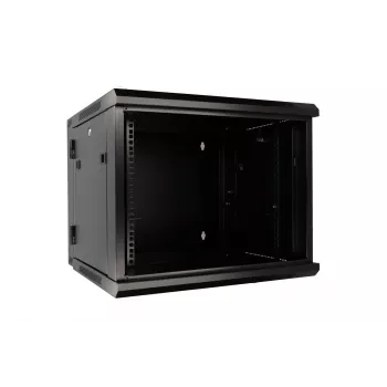 Armário Rackmount Extralink 6U 600x600 AZH preto montado na parede, basculante