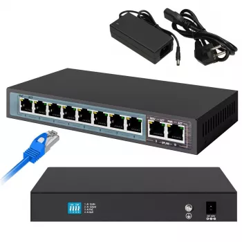 Switch PoE Extralink CERES 8x 100Mb/s PoE/PoE+, 2x RJ45 Uplink 100Mb/s, 96W
