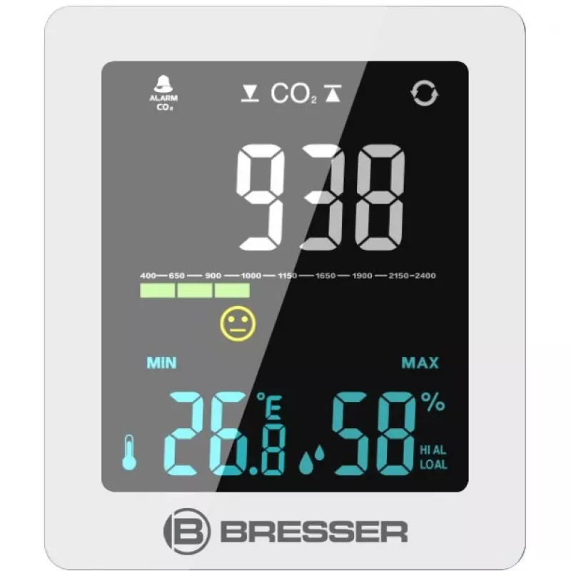 Medidor de qualidade do ar Bresser Optics 7004020GYE000 CO2 temperatura 0–50°C