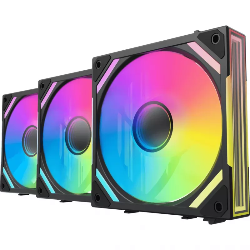 Alpenföhn 84000000228 Wing Boost 4 PWM RGB ventoinhas de caixa, 120 mm, 500–1800 rpm, 3 unidades, pretas