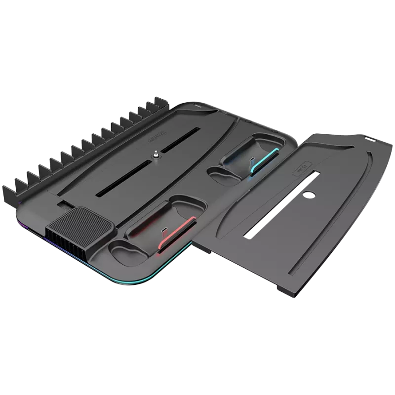 Suporte de arrefecimento CANYON CS-51 RGB para PS5 slim preto com estação de carregamento dupla para comandos