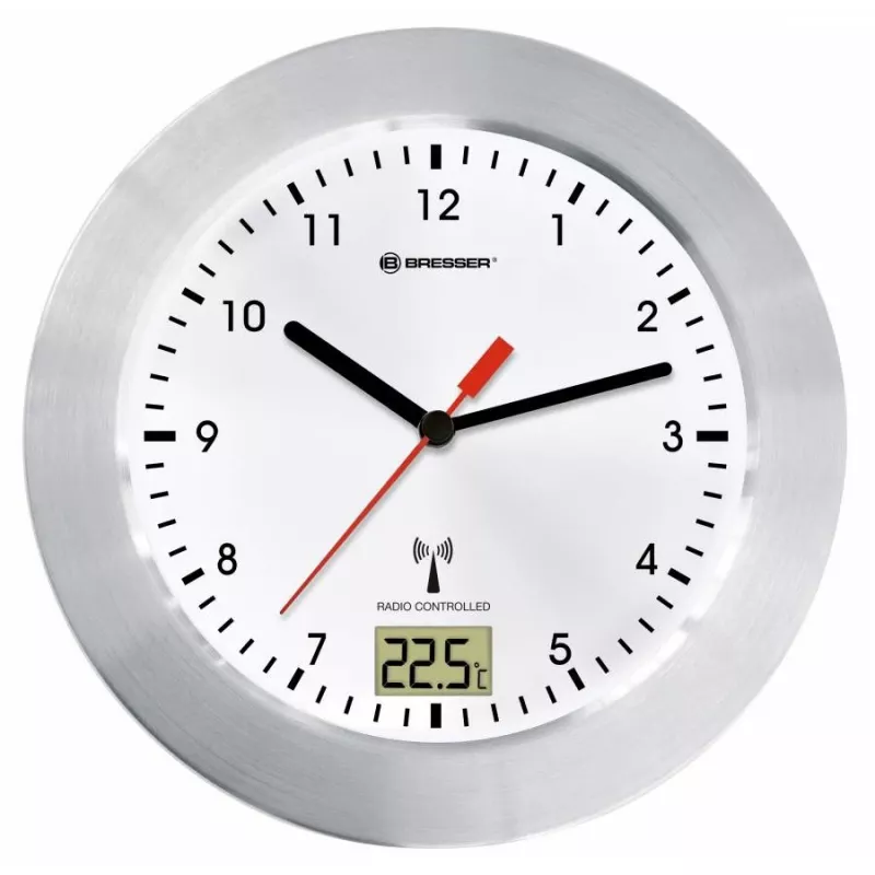 Relógio de quartzo Bresser Optics MYTIME BATH RC Circle prateado branco