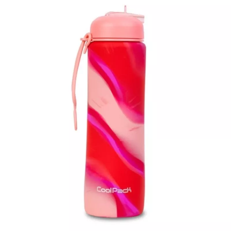 Garrafa de água de silicone COOLPACK Pump 600 ml menina rosa