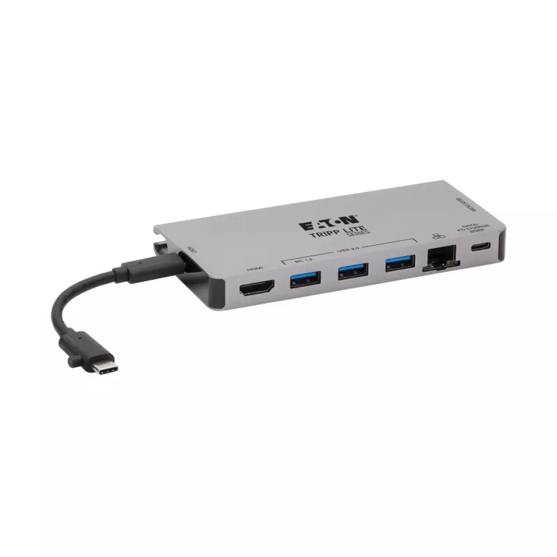 Dock USB-C - 4K HDMI, USB 3.2 Gen 1, hub USB-A, GbE, cartão de memória, carregamento PD 100W, cabo removível U442-DOCK5D-GY