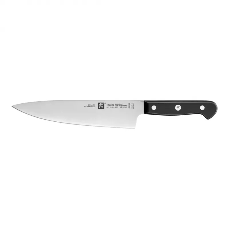Conjunto de facas ZWILLING Gourmet 3 peças — lâminas de aço forjado 10/16/20 cm, cabos de plástico preto, lavável na máquina
