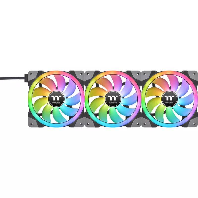 Thermaltake SWAFAN EX12 RGB ventoinha para caixa de PC TT Premium Edition CL-F143-PL12SW-A, 120 mm, pás invertidas, pack de 3, preta