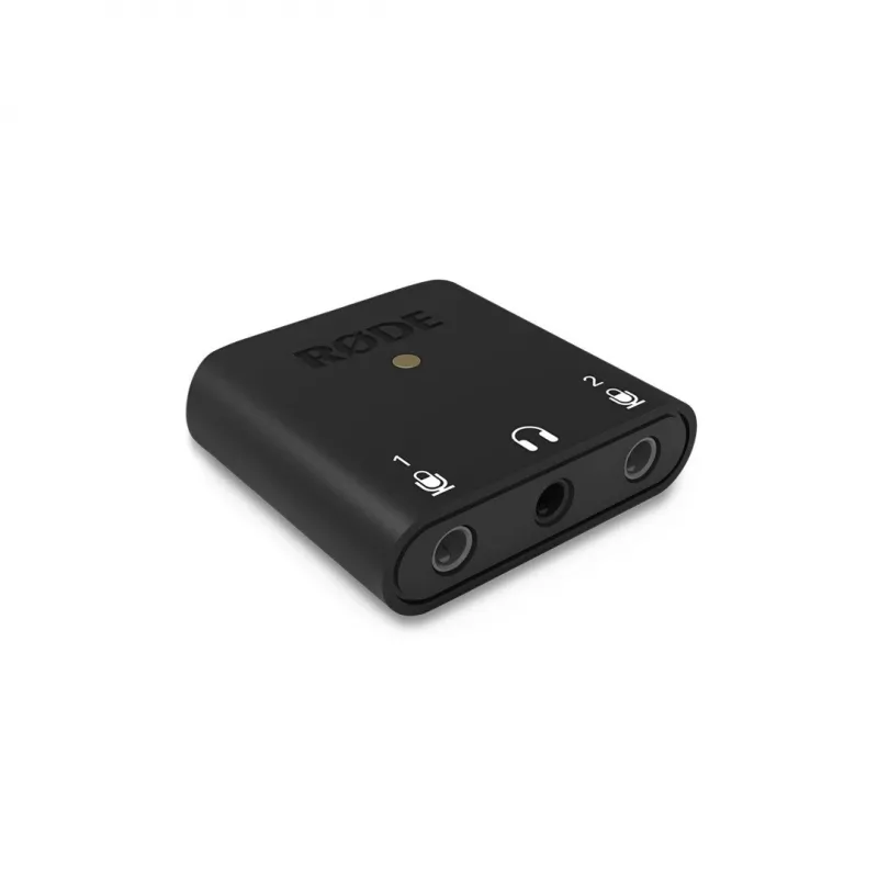 RØDE AI-Micro interface de áudio móvel, 2x entradas TRS/TRRS de 3,5 mm, saída de auscultadores de 3,5 mm, USB-C, preta