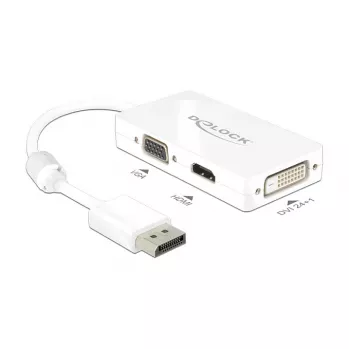Cabo adaptador DELOCK DisplayPort macho > 1 x VGA + 1 x HDMI + 1 x DVI 24+1 branco