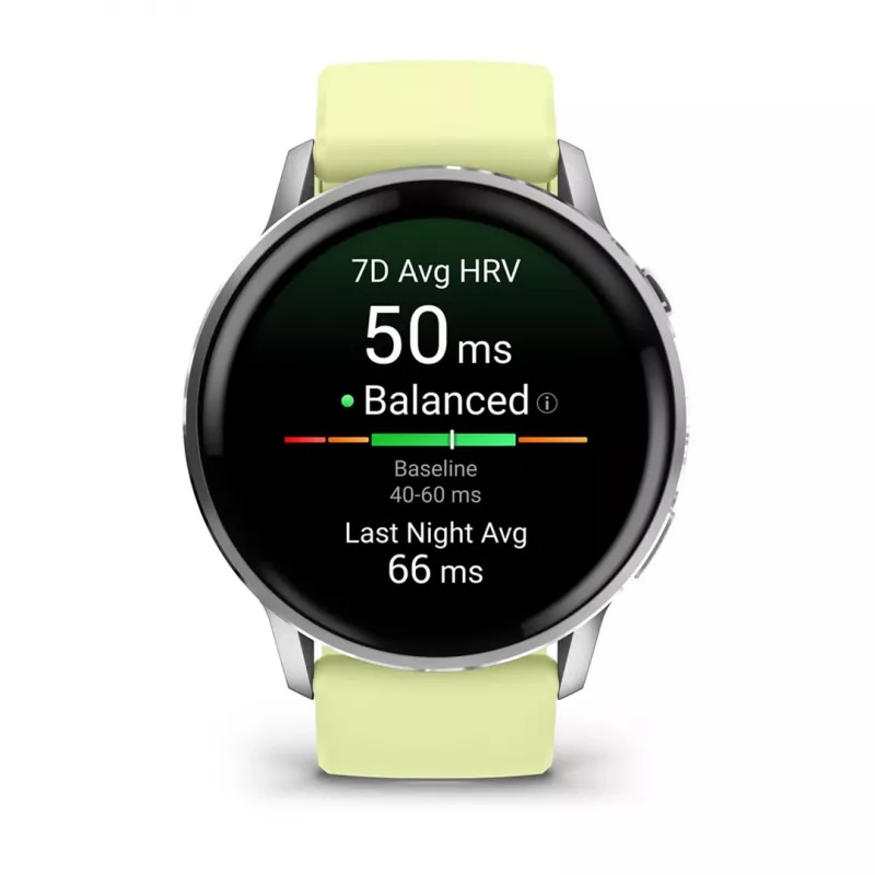 Garmin Venu 4 45 mm 010-03014-02 smartwatch, prateado com bracelete de silicone cor de limão