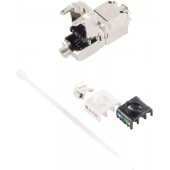 Módulo Keystone Cat 6a helos 08-10002 conector sem ferramentas, encaixe Keystone RJ45 para instalações Cat6a blindadas/não blindadas