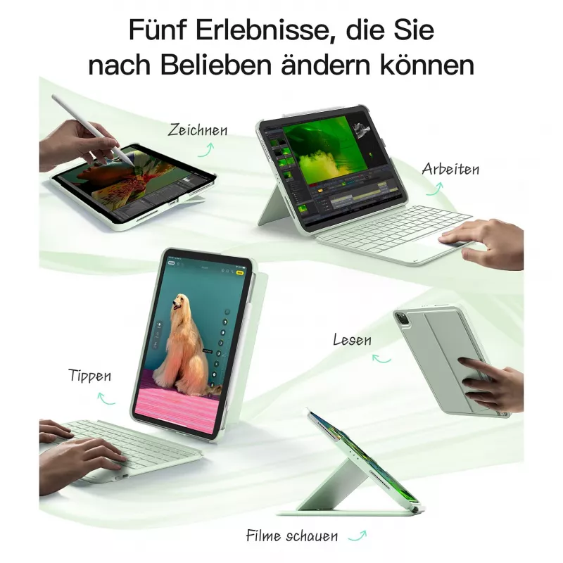 Inateck KB04122 Keyboard Folio para iPad 11, QWERTZ, verde