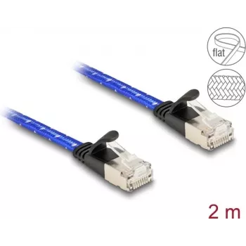 Cabo de rede DeLOCK RJ45 plano Cat.6A 2 m azul