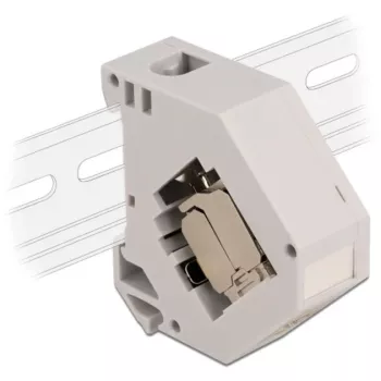 Delock - adaptador modular - montável em calha DIN - CAT 6a - STP - cinzento - 1 conexão (86014)