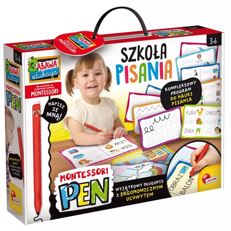 Conjunto de aprendizagem Montessori de escrita com caneta e 18 placas