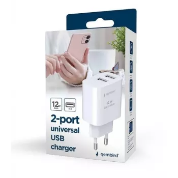 carregador Gembird TA-UC-2A12-01 interior AC 2.4A 2 USB branco