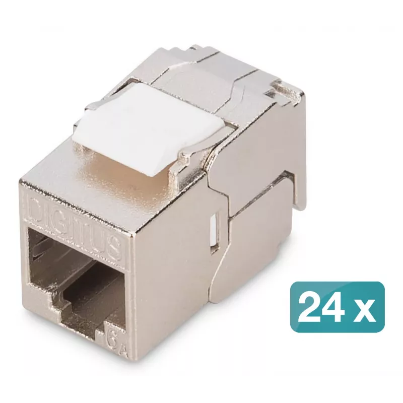 Módulo Keystone compacto Digitus CAT 6A, blindado, montagem sem ferramentas, conector, 24 unid.