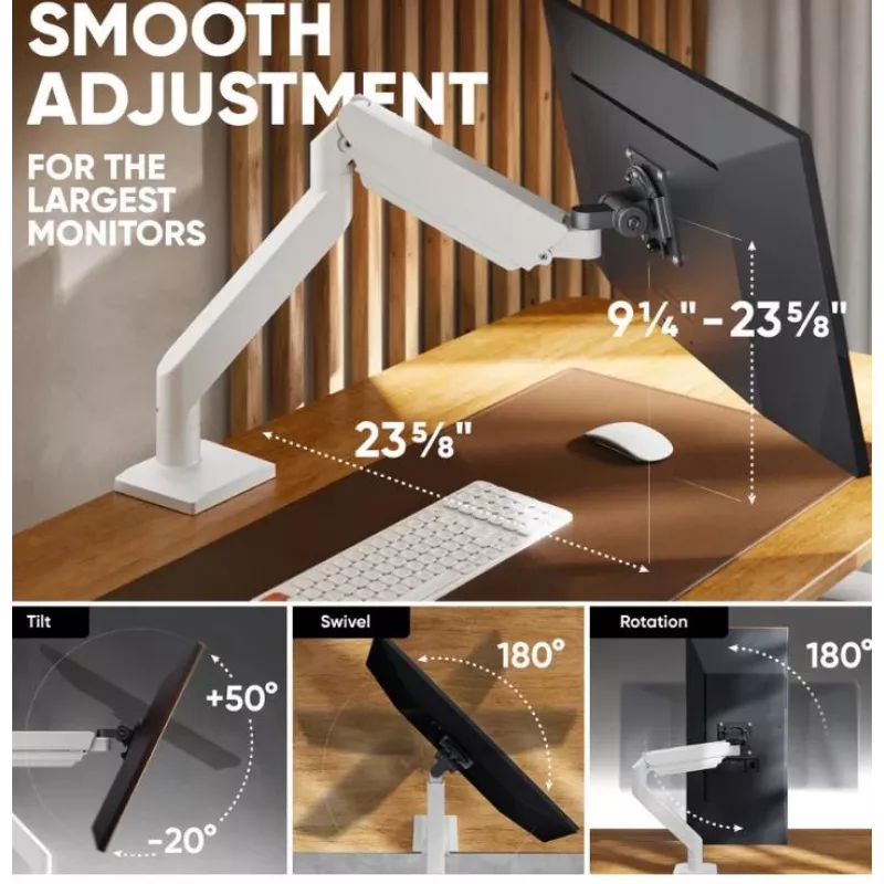 Suporte para monitor ONKRON G110-BG para 1 ecrã 15 kg, até 106,7 cm (42 polegadas), VESA 75x75–100x100, montagem por aperto/ilha, preto/cinzento