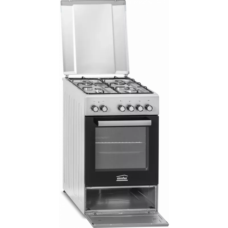 Placa a gás e forno elétrico SIMFER 5405SERGG, aço inoxidável, 4 zonas, 50 cm