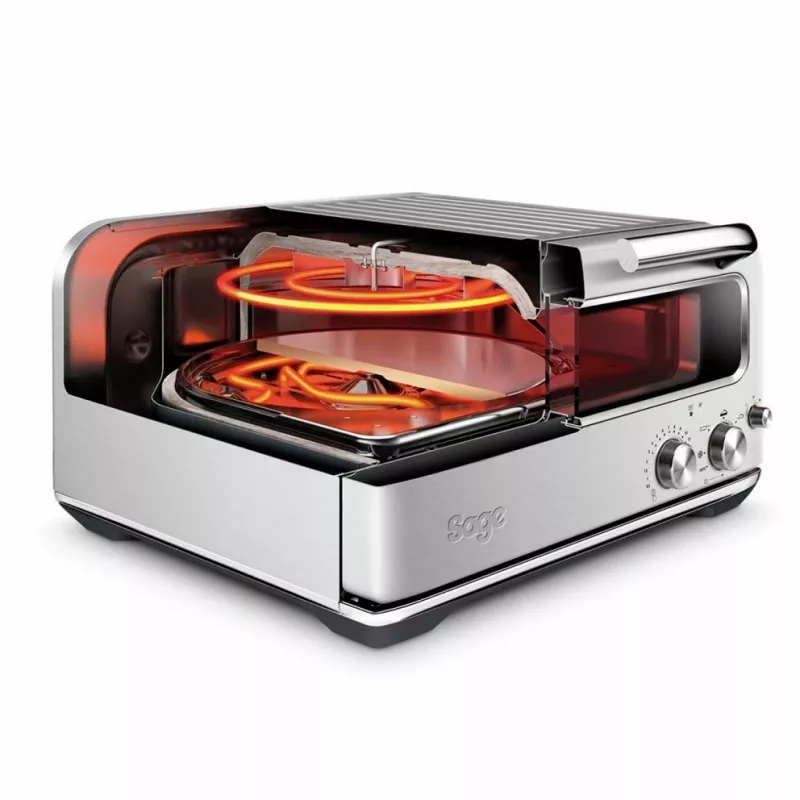 Máquina de pizza Sage The Smart Oven SPZ820BSS4EEU1 — Aço inoxidável, 2250 W, máx. Ø de pizza 30 cm, janela, pá de pizza