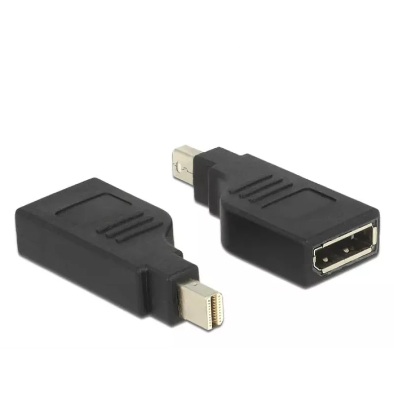 Adaptador Delock Mini DisplayPort 1.2 macho > conector fêmea DisplayPort 4K 90° angular - adaptador DisplayPort - Mini DisplayPort (M) angular para DisplayPort (F) angular - preto (65626)