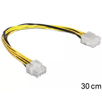 DeLOCK - cabo de extensão de alimentação - alimentação interna, 8 pinos (M) - alimentação interna, 8 pinos (F) - 30 cm (83342)