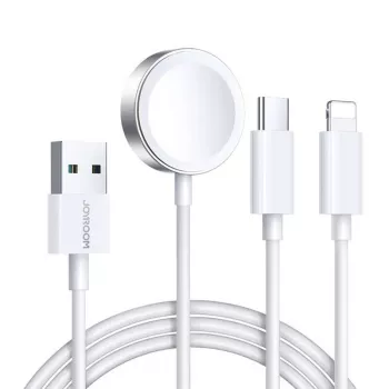 Cabo de carregamento magnético Joyroom S-IW008 Lightning USB-C 5V 1,2m branco