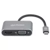 Docking station USB-C Manhattan, ligações (x4): HDMI, USB-A, USB-C e VGA, com Power Delivery (PD) 87W – carregador USB-C externo necessário (não incluído). Alimentado por USB (sem fonte de alimentação externa necessária) quando o PD não é utilizado, alumínio