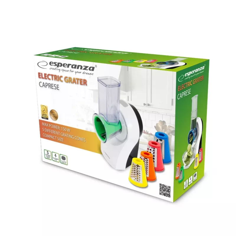 Ralador elétrico ESPERANZA EKM026, 150 W, AC 220–240 V, 5 cilindros, caixa de plástico, multicolor