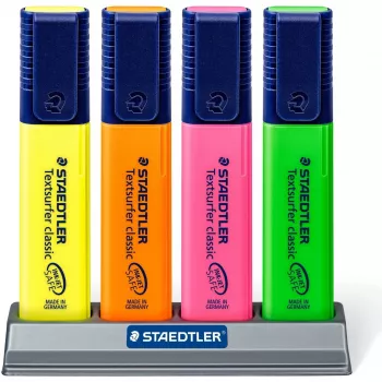 Marcador Staedtler Textsurfer classic 364 ponta em cunha verde laranja rosa amarelo
