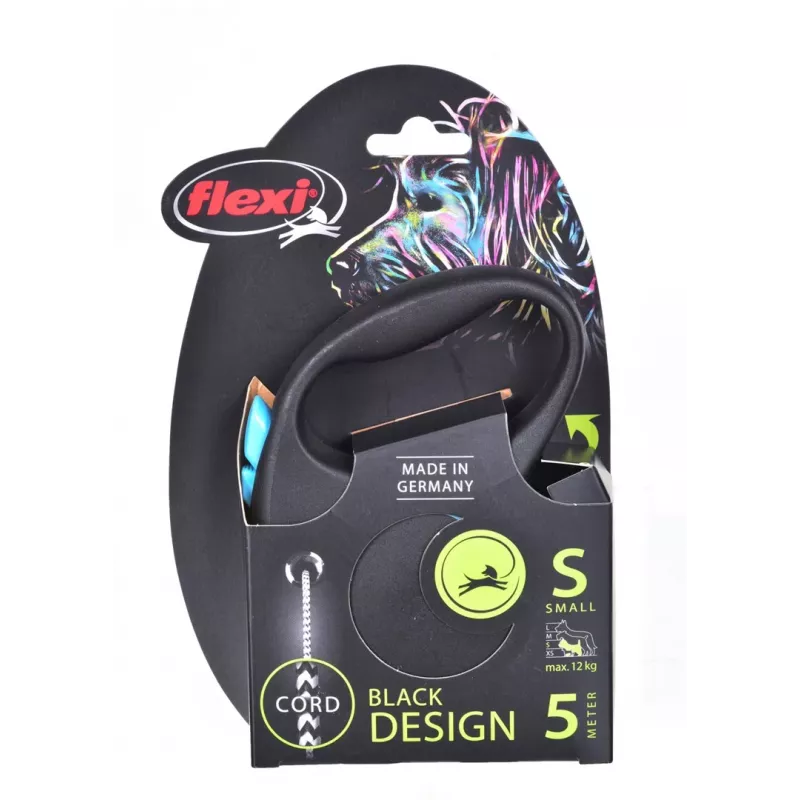 Treia Flexi Black Design S 5 m com mecanismo retrátil para cão
